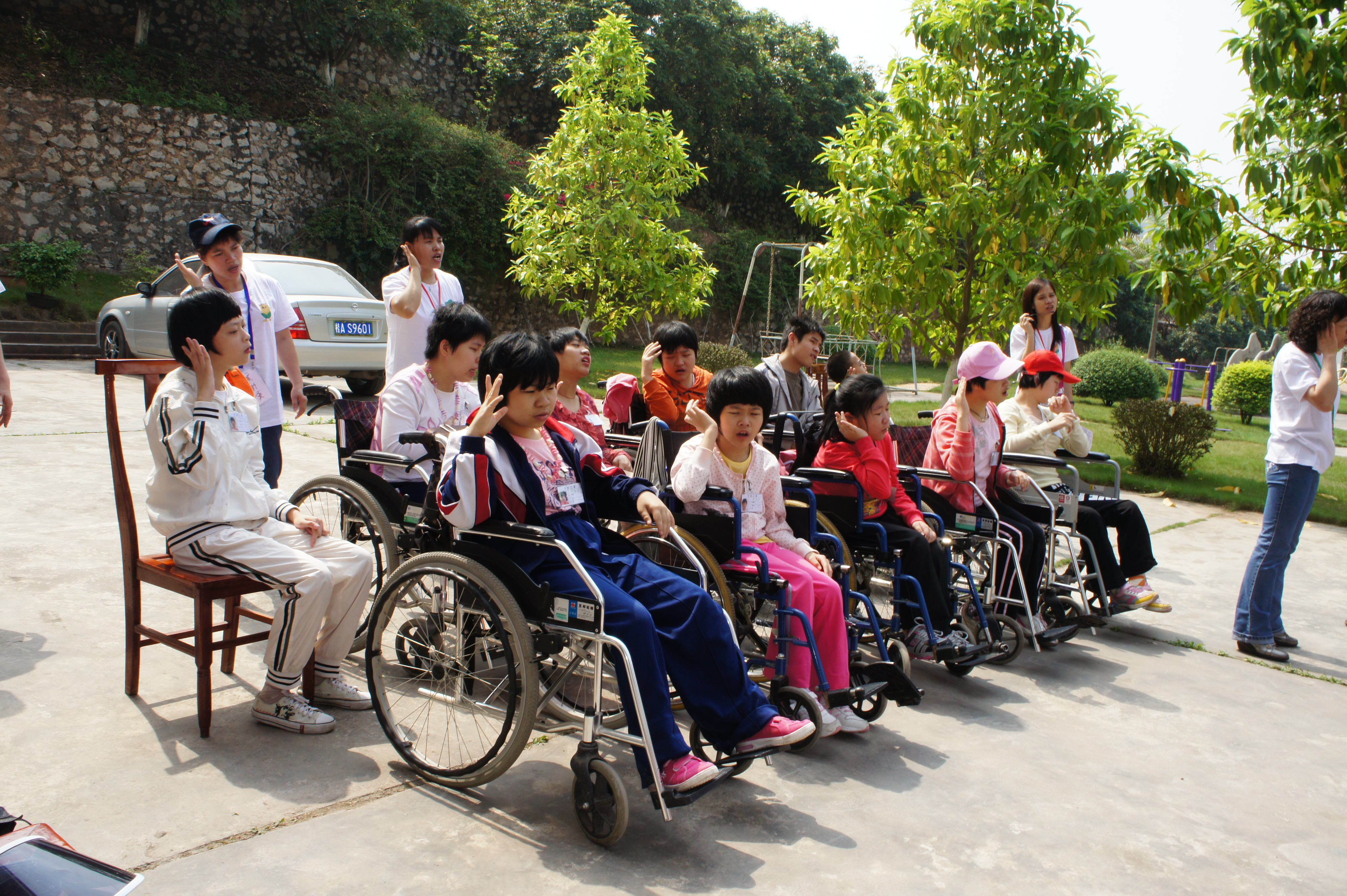 Many Cerebral Palsy Children On Wheelchair